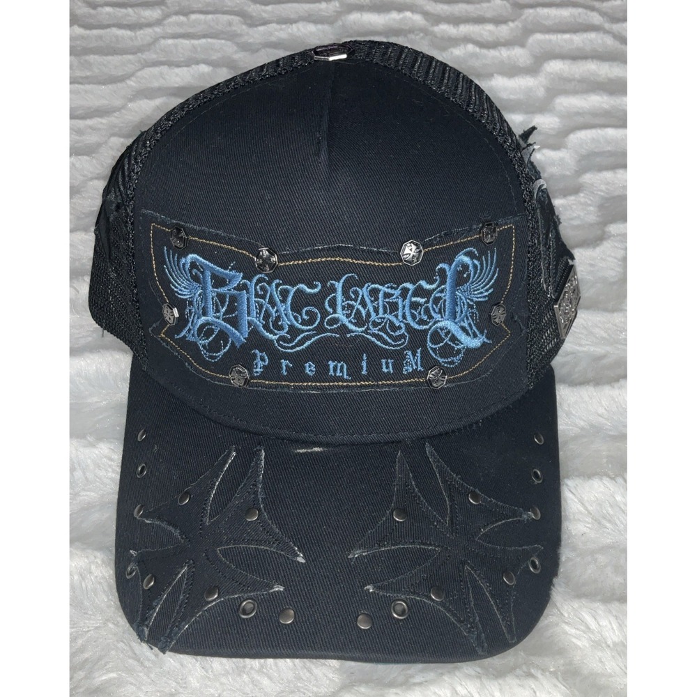 Blac Label Premium Cross Trucker Mesh Hat Unisex Biker Rock N Roll Style NWT